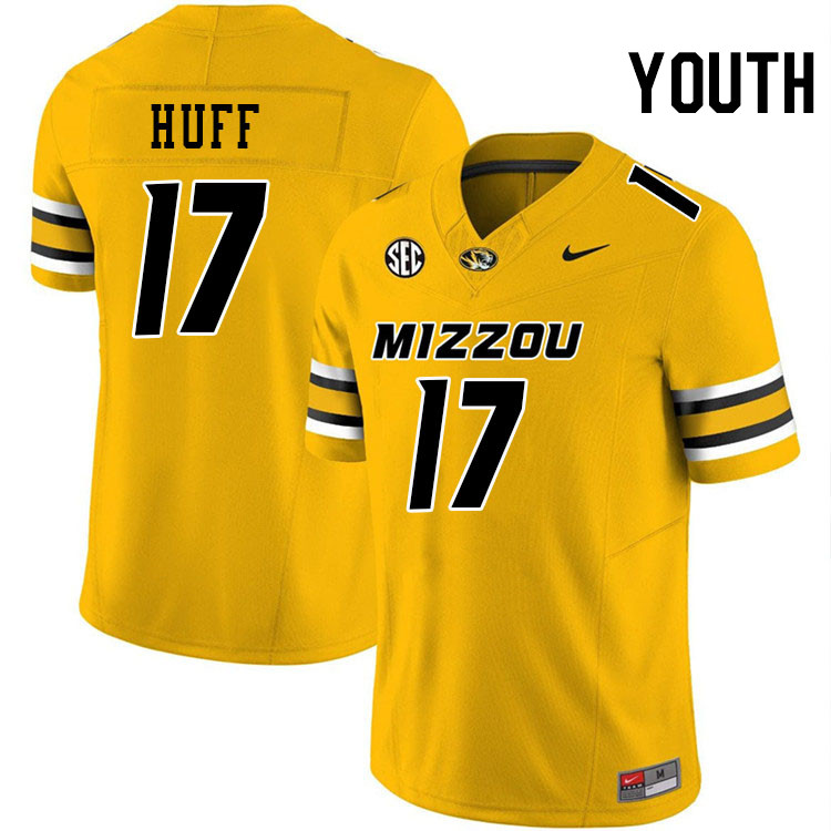 Youth #17 Brian Huff Missouri Tigers College Football Jerseys Stitched-Gold